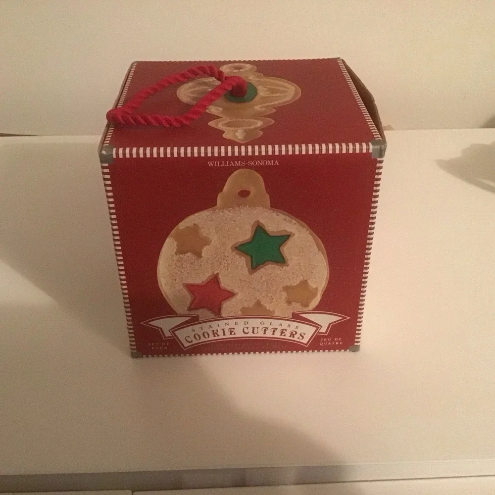 NEW William Sonoma Stained Glass Cookie Cutters Press & Stamp Tree Ornaments 4